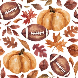 Football Fabric, Fall Football Pumpkin Fabric, Fabric by the Yard, Sports Fabric, Cate & Rainn, Quilting Cotton, Broadcloth, Sateen, Minky