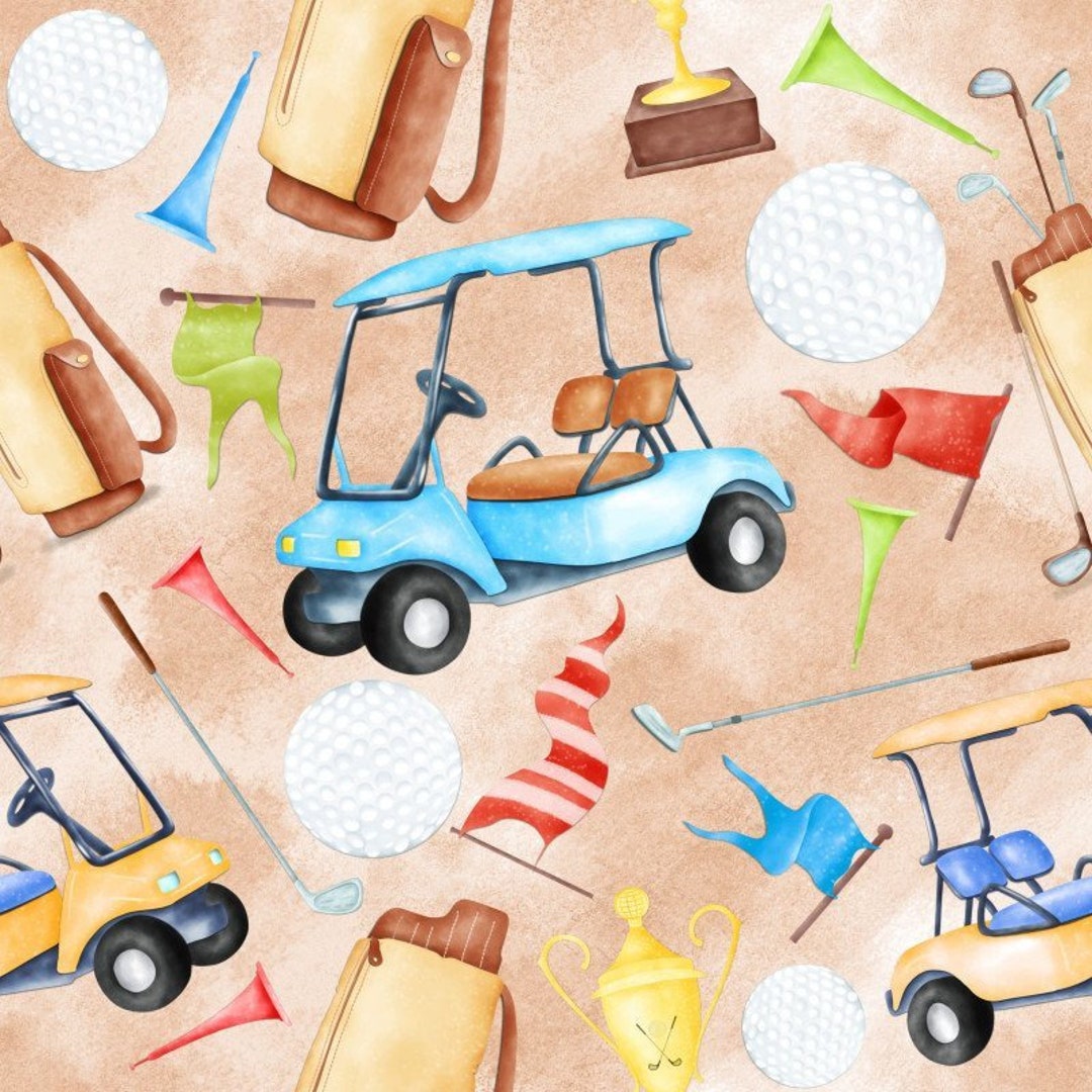 Golf Fabric, Fabric by the Yard, Golf Cart Fabric, Quilting Cotton