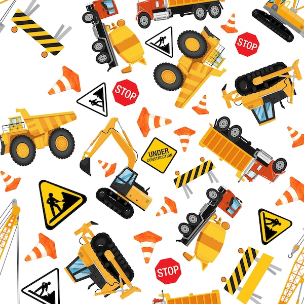 Stof voor bouwplaatsen, tractoren en dumptrucks, stof op maat gesneden, quiltkatoen, laken, spandex, jersey, nerts, satijn