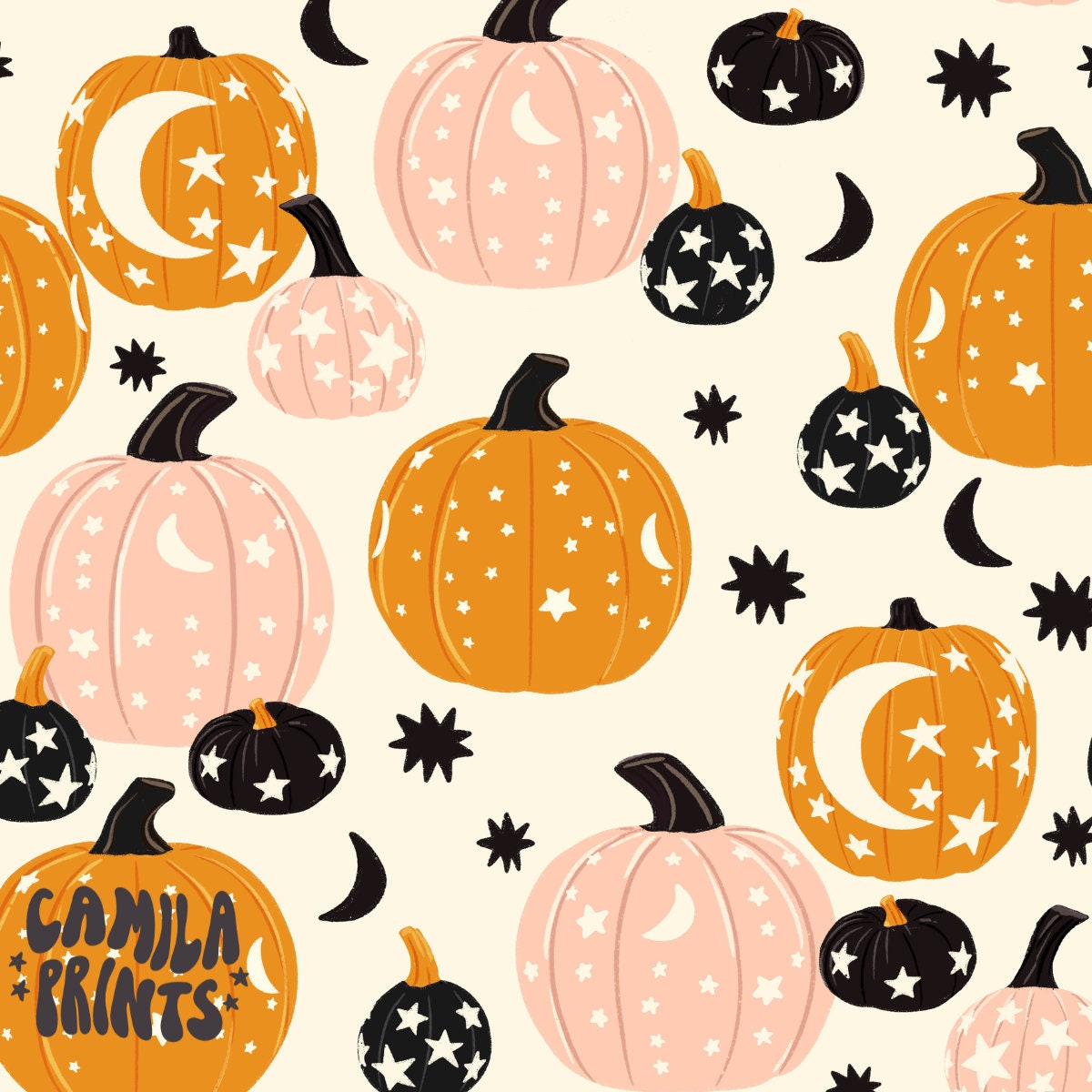 Herbst Kürbis Stoff, Meterware, Herbst Stoff, Camila Prints