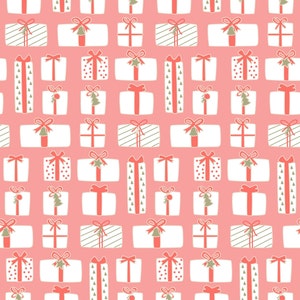 Pink Christmas Fabric by The Yard, Kawaii Xmas Tree Upholstery Fabric,  Winter Magic Snowflake Decorative Fabric, Cute Snowman Xmas Hats Girly