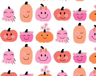 Blumen Kürbisse Stoff, Meterware, Halloween Stoff, Hey Cute, Quilting Baumwolle, Bambus, Jersey, Leinwand, French Terry, Elasthan