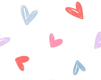 Colorful Heart Fabric, Valentine's Day Fabric, Fabric by the Yard, Prue Melanie, Quilting Cotton, Knit Fabric, Spandex, Jersey, Bamboo