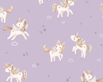 Tkanina Purple Unicorn, Tkanina Girl Unicorn, Tkanina cięta na wymiar, Autumn River, Bawełna pikowana, Tkanina szeroka, Satyna, Płótno, Minky, Jersey
