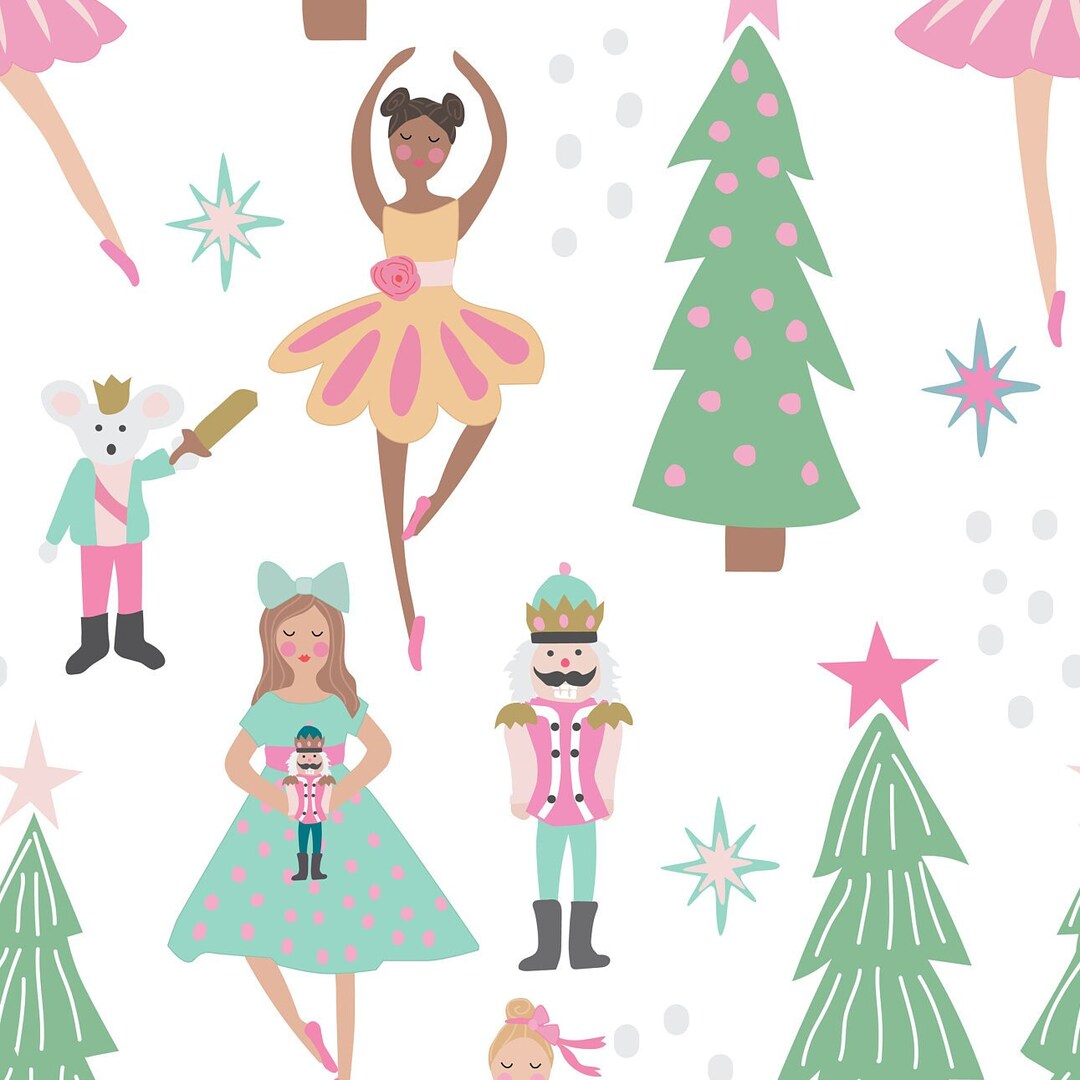 Pastel Nutcracker Fabric, Christmas Fabric, Fabric by the Yard
