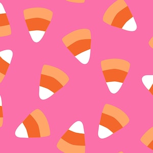 Pink Candy Corn Fabric, Fabric by the Yard, Halloween Fabric, Hey Cute, Quilting Cotton, Bamboo, Jersey, Canvas, Spandex