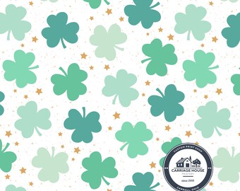 Kleeblätter und Sterne Stoff, St Patrick's Day Kleedruck, Julie Storie Designs