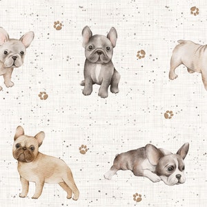 French Bulldog, Puppy Fabric, Dog Bandana Fabric, Fabric by the Yard, Autumn River, Quilting Cotton, Knit Fabric, Spandex, Canvas, Jersey