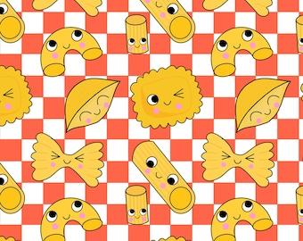 Noodle Fabric, Pasta Fabric, Cartoon Food Fabric, Children's Fabric, Fabric by the Yard, Rocket Lion, Quilting Cotton, Minky, Canvas, Knits
