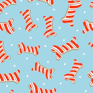 Blue Christmas Dog Treats Fabric, Dog Bone Fabric, Fabric by the Yard, Prue Melanie, Quilting Cotton, Knit Fabric, Spandex, Canvas, Minky
