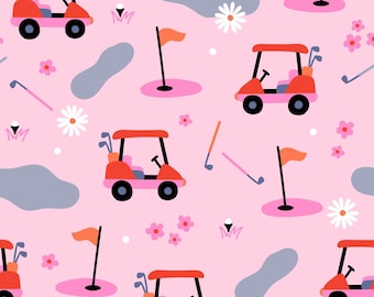 Pink Golf Fabric, Golf Cart Fabric, Fabric, Fabric by the Yard, Little Smile Makers, Quilting Cotton, Broadcloth, Minky, Canvas, Knit Fabric