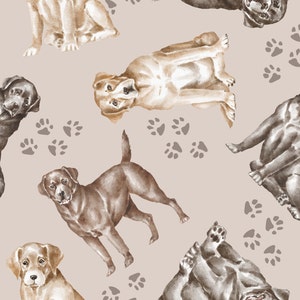 Lab Dog Fabric, Labrador Fabric, Animal Fabric, Fabric by the Yard, Tori Egeler, Quilting Cotton, Knit Fabric, Spandex, Canvas, Fat Quarter