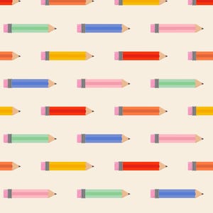 Colorful Pencil Fabric, Back to School Fabric, Fabric by the Yard, Lily Girl Paper, Quilting Cotton, Canvas, Knit Fabric, Spandex, Rib Knit