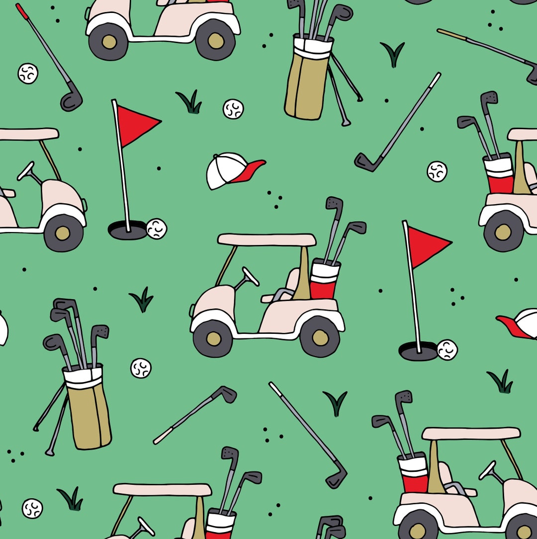 Green Golf Fabric, Fabric by the Yard, Little Smile Makers, Sports