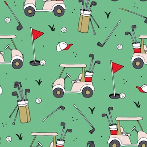 Grüner Golf Stoff, Meterware, Patchworkstoff, Little Smile Makers, Sportstoff, Quilting Baumwolle, Spandex, Satin, Bambus, French Terry, Jersey