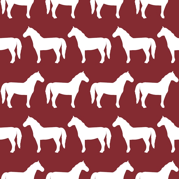 Roter Pferd Silhouette Stoff, Meterware, Pferdestoff, Quilting