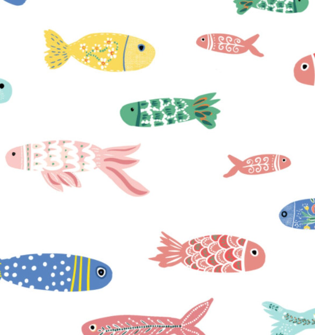 Colorful Fish Fabric, Fabric by the Yard, Shop Cabin, Swim Fabric