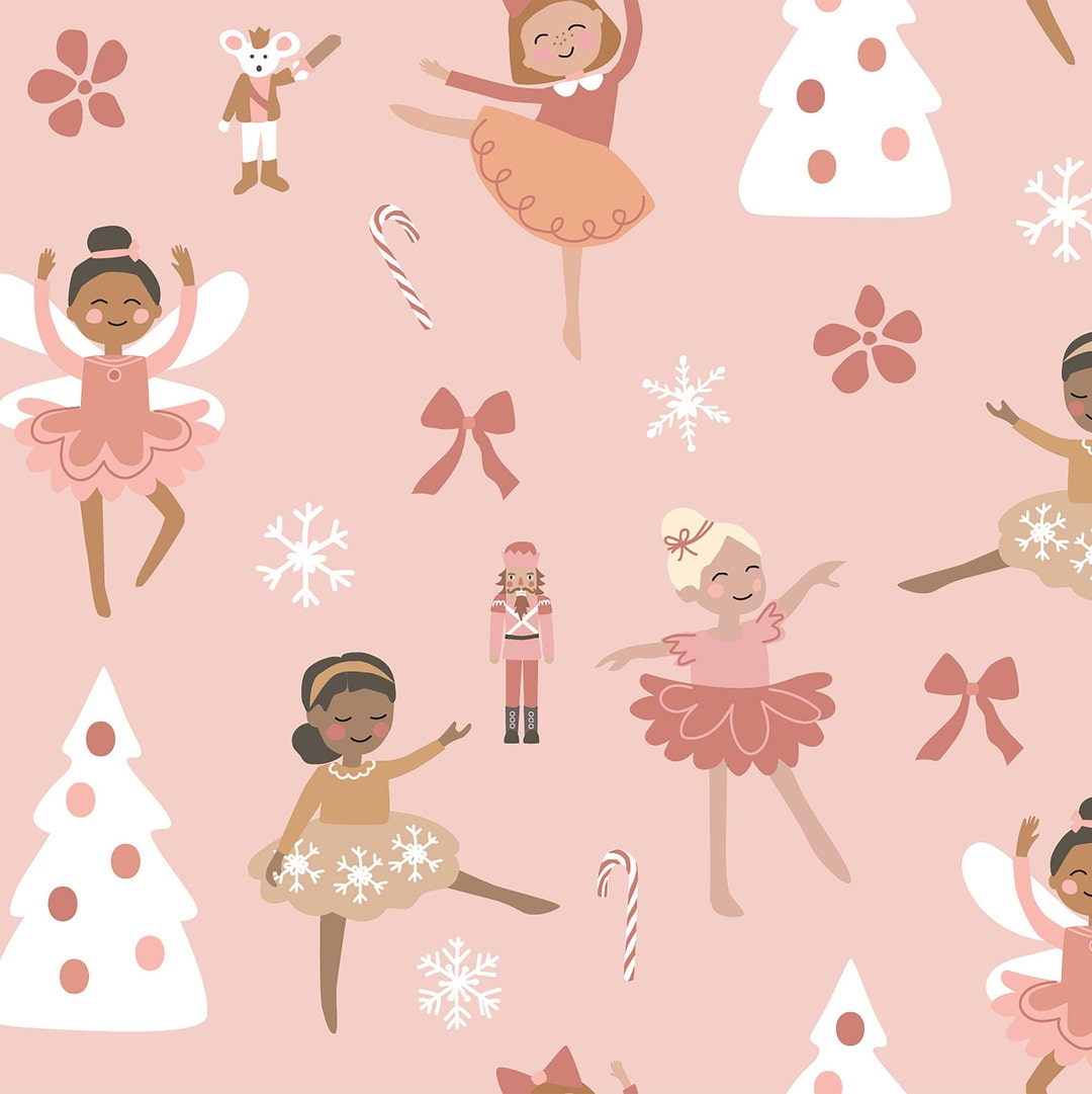 Pink Nutcracker Ballet Fabric, Christmas Fabric, Fabric by the Yard