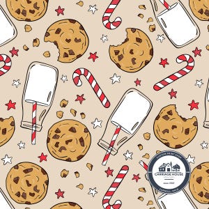 Milk and Cookies Fabric, Christmas, Fabric by the Yard, Julie Storie, Quilting Cotton, French Terry, Jersey, Bamboo, Canvas, Knit Fabric