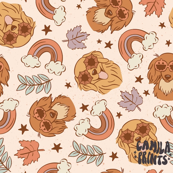 Canvas Stoff Mit Hunden Herbst Hunde Stoff, Rosa, Meterware, Boho