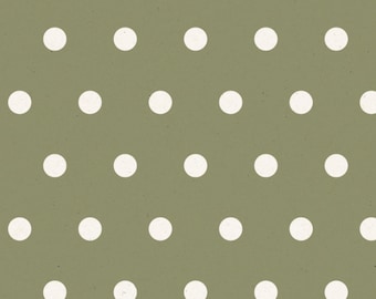 Sage Green Polka Dot Fabric, Fabric by the Yard, Cate & Rainn, Charlotte Green, Quilting Cotton, Bamboo, Sateen, Jersey, Swim Fabric, Canvas