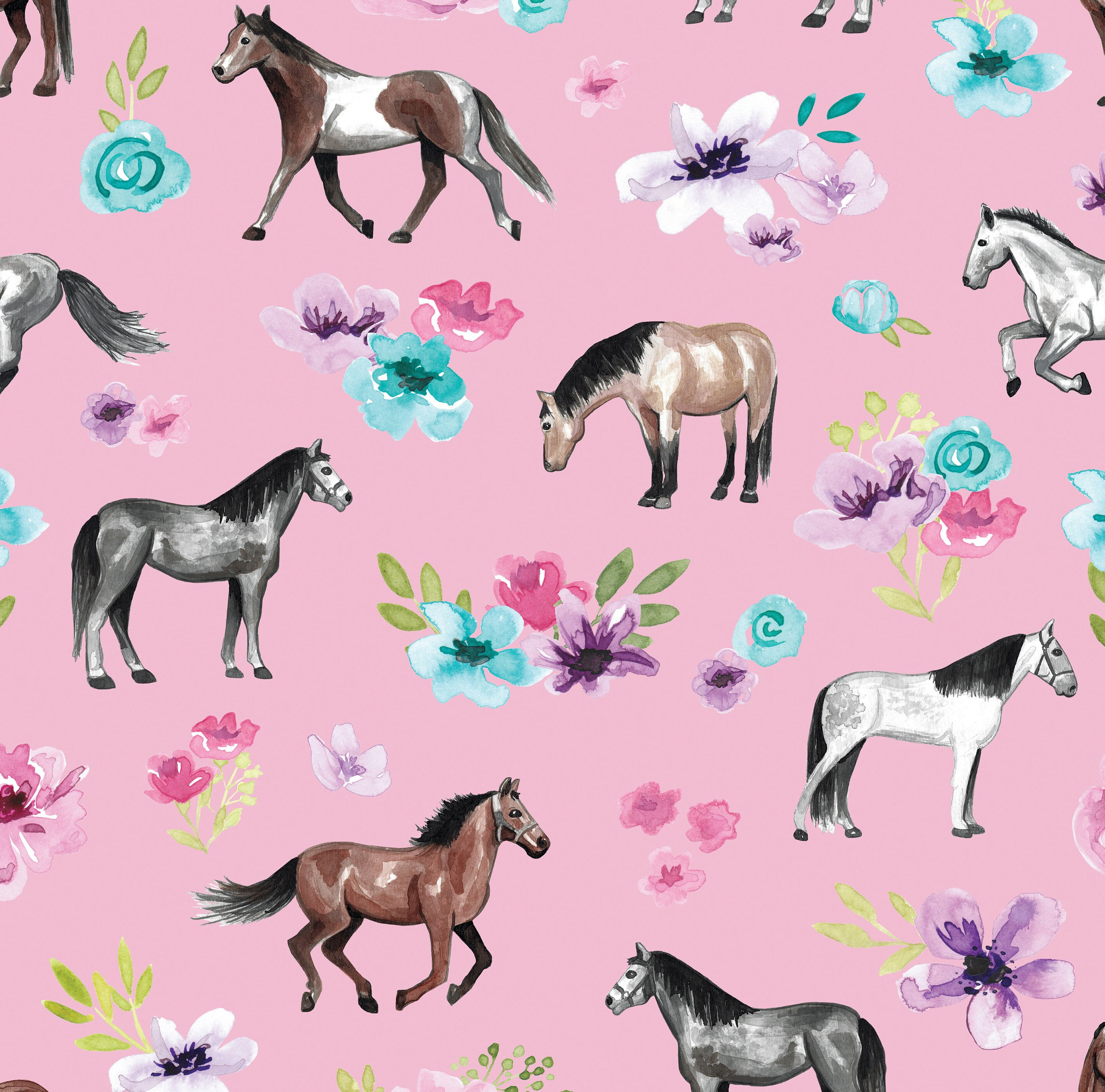 Baumwollstoff Pferde Stoff Baumwolle Pferd Rosa Pferde Stoff