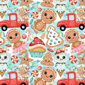 Cute Gingerbread Fabric, Christmas Fabric, Fabric by the Yard, Mikayla Murphy, Quilting Cotton, Knit Fabrics, Minky, Broadcloth, Sateen