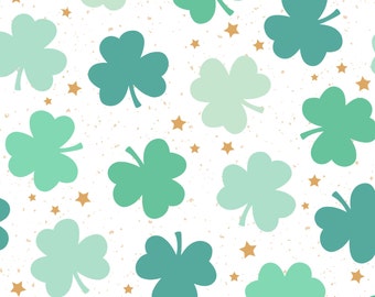 Shamrocks and Stars Fabric, St Patrick's Day Fabric, Fabric by the Yard, Julie Storie, Quilting Cotton, Knit Fabric, Canvas, Spandex, Bamboo