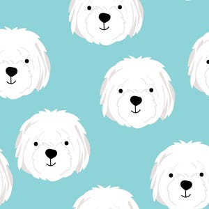 Tessuto con motivo a cane da pastore blu, tessuto con motivo a cane da pastore, tessuto tagliato su misura, Little Smilemakers, cotone per trapuntatura, tessuto a maglia, spandex, tela, minky, jersey