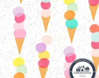 Ice Cream Cone Fabric, Icecream Sprinkle Print, Shop Cabin