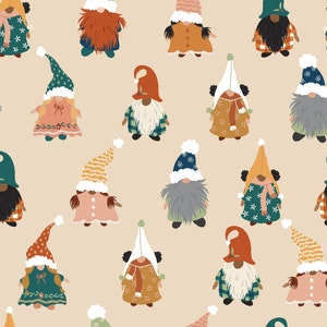 Christmas Gnomes Fabric, Christmas Fabric, Fabric by the Yard, Juniper Row, Quilting Cotton, Minky, Knit Fabrics, Canvas, Broadcloth