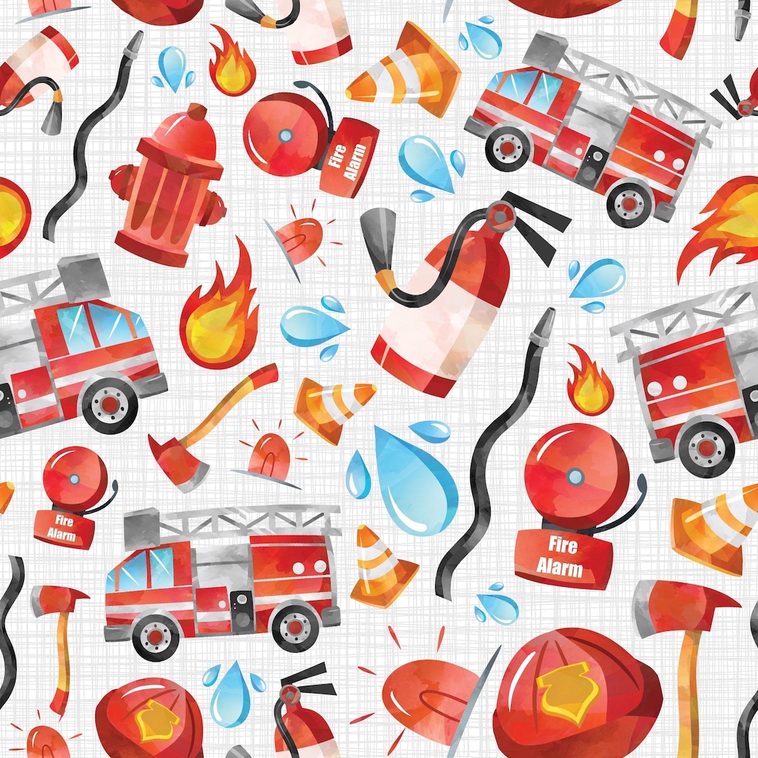 Fire Truck Fabric, Firefighter Fabric, Fabric by the Yard, Michelle ...