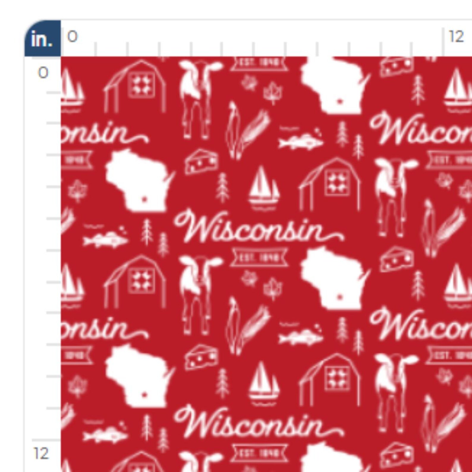 Red Wisconsin State Fabric, State Symbols Print, Tate Made Modern - Etsy