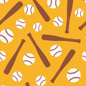 Gele honkbalstof, op maat gesneden stof, sportstof, Prue Melanie, quiltkatoen, gebreide stof, canvas, laken, minky, jersey