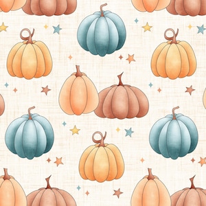 Orange and Blue Pumpkin Fabric, Fabric by the Yard, Fall Fabric, Krystal Winn, Broadcloth, Quilting Cotton, Minky, Knit fabric, Canvas