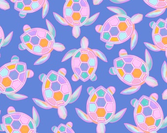 Colorful Sea Turtle Fabric, Ocean Animal Fabric, Fabric by the Yard, Colour & Joy, Swim Fabric, Boardshort Fabric, Quilting Cotton, Jersey