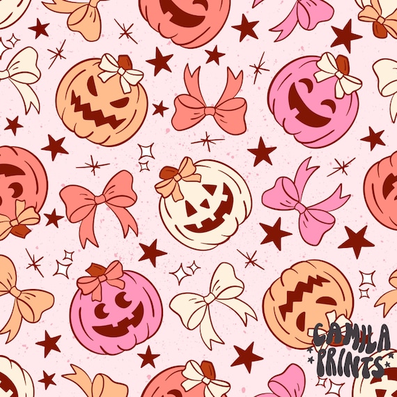 Pinker Kürbis Stoff, Halloween Stoff, Kürbis, bunte Stoffe, Camila