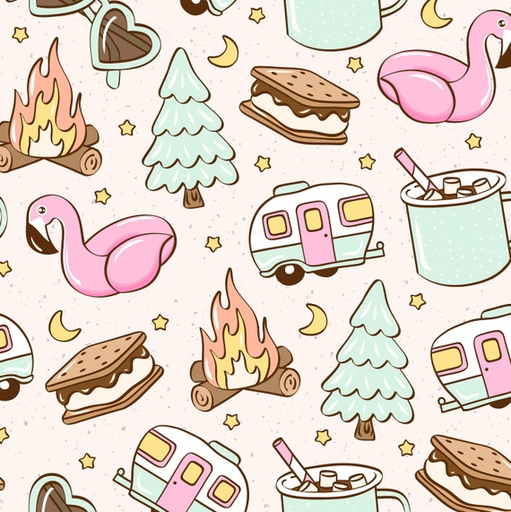 Pink Sommer Camping Stoff, Glamper, Meterware, Julie Storie, Swim - Main Image