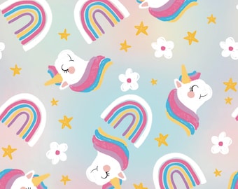 Rainbow Unicorn Fabric, Girls Fabric, Fabric by the Yard, Brittany Frost, Quilting Cotton, Knit Fabrics, Swim Fabric, Minky, Sateen