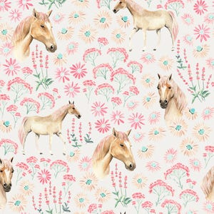 Pferde Blumen Stoff, Westernpferd Stoff, Meterware, Kamides Studio, Quilting Baumwolle, Strickstoff, Sateen, Leinwand, Breitstoff