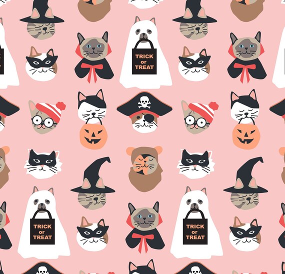 Halloween Katze Stoff, Süßer Halloween Stoff Stoff Meterware, Hey