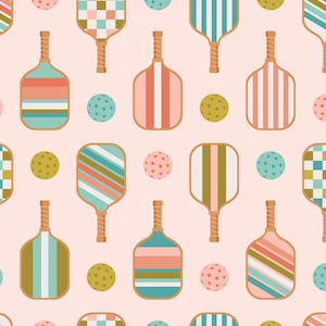 Pink Pickleball Fabric, Retro Sports Fabric, Fabric by the Yard, Lily Girl Paper, Quilting Cotton, Knit Fabric, French Terry, Bamboo, Minky