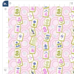 Tela de fichas de Mahjong rosa, estampado de juego chino, papel Lily Girl imagen 2