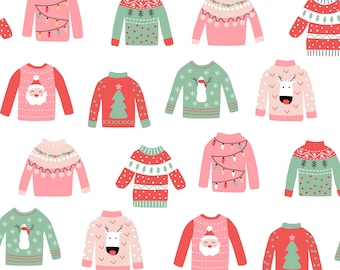 Christmas Sweaters Fabric, Christmas Fabric, Fabric by the Yard, Quilting Cotton, Knit Fabrics, Minky, Sateen, Broadcloth, Spandex, Jersey