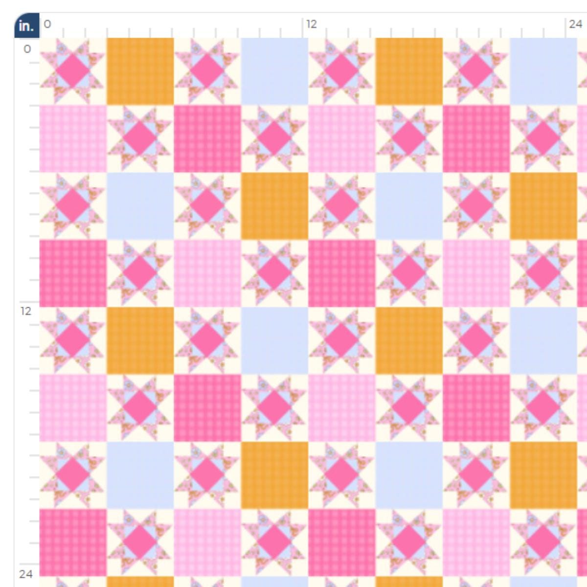 Pink Quilt Star Fabric, Cheater Quilt Material, 3 Inch Blocks, Izzywes ...