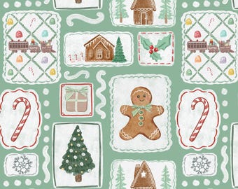 Tela de niño de jengibre, tela de galletas navideñas, tela cortada a medida, Lindsay Anne, algodón para acolchado, lona, tejido de punto, satén, Minky