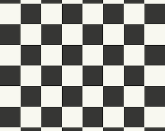 Dark Charcoal and Cream Checker Fabric, Football Checker Fabric, Fabric by the Yard, Quilting Cotton, Knit Fabric, Spandex, Canvas, Minky