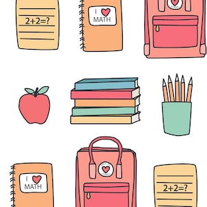 School Supply Fabric, Back to School Fabric, Fabric by the Yard, Hey Cute Design, Quilting Cotton, Canvas, Knit Fabric, Jersey, Bamboo,