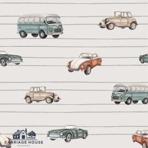 Vintage Car Fabric, Vehicle Fabric, Fabric by the Yard, Iss Mueller, Quilting Cotton, Broadcloth, Minky, Canvas, Sateen, Knit Fabric