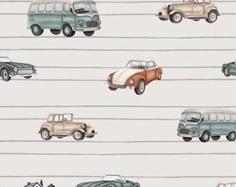 Vintage Car Fabric, Vehicle Fabric, Fabric by the Yard, Iss Mueller, Quilting Cotton, Broadcloth, Minky, Canvas, Sateen, Knit Fabric